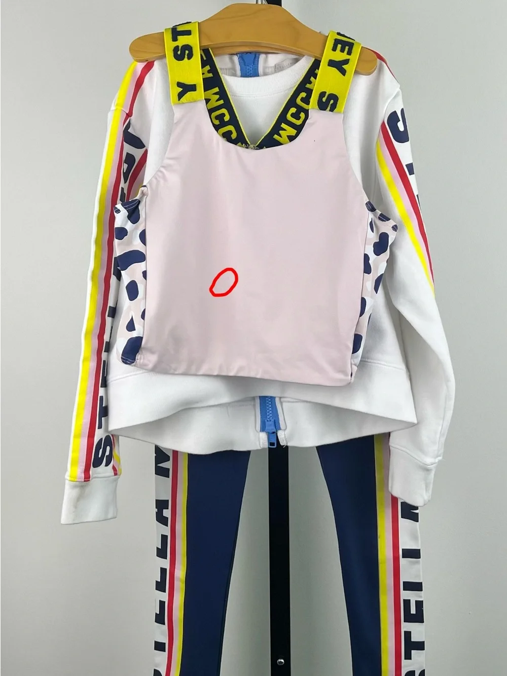 Stella McCartney Kids Girls Activewear Set, Sweater, Leggings, Top, White & Navy